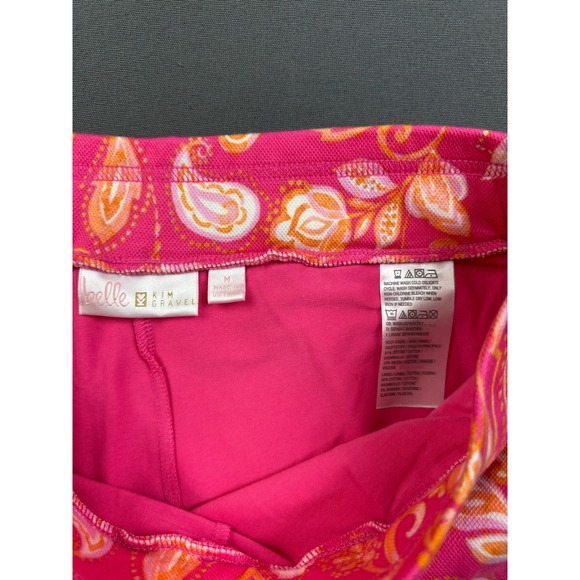 Belle Kim Gravel Pink Floral Paisley Skort Womens Medium Elastic Waist Skirt - Picture 6 of 10